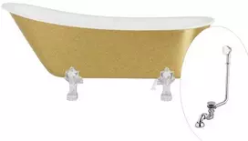Vonia Besco Olaya Glam 160, Gold+Chrome, su sifonu su persipylimu Klik-klak Chrome