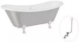 Vonia Besco Amelia Glam 190, Sidabrinis+Chrome, su sifonu su persipylimu Klik-klak Chrome