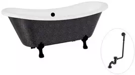 Vonia Besco Amelia Glam 190, Graphite+Juodas, su sifonu su persipylimu Klik-klak Juodas