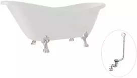 Vonia Besco Otylia 170, Baltas+Chrome, su sifonu su persipylimu Klik-klak Chrome
