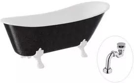 Vonia Besco Olaya Glam 160, Graphite+Baltas, su sifonu Klik-klak Chrome