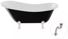 Vonia Besco Otylia B&W 160, Juodas/Baltas+Baltas, su sifonu Klik-klak Chrome