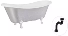 Vonia Besco Amelia Glam 190, Sidabrinis+Chrome, su sifonu Klik-klak Juodas