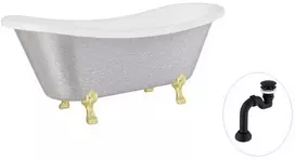 Vonia Besco Amelia Glam 190, Sidabrinis+Gold, su sifonu Klik-klak Juodas
