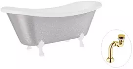 Vonia Besco Amelia Glam 190, Sidabrinis+Baltas, su sifonu Klik-klak Gold