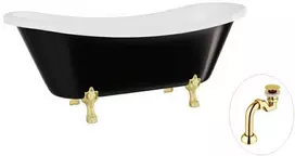 Vonia Besco Amelia B&W 190, Juodas/Baltas+Gold, su sifonu Klik-klak Gold