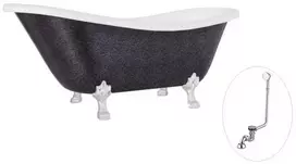 Vonia Besco Otylia Glam 160, Graphite+Chrome, su sifonu su persipylimu Klik-klak Chrome