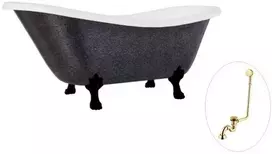 Vonia Besco Otylia Glam 160, Graphite+Juodas, su sifonu su persipylimu Klik-klak Gold