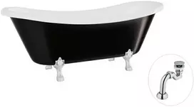 Vonia Besco Amelia B&W 190, Juodas/Baltas+Chrome, su sifonu Klik-klak Chrome