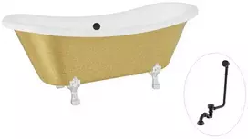 Vonia Besco Amelia Glam 190, Gold+Chrome, su sifonu su persipylimu Klik-klak Juodas