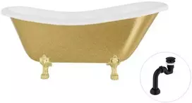 Vonia Besco Otylia Glam 160, Gold+Gold, su sifonu Klik-klak Juodas