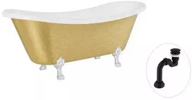 Vonia Besco Amelia Glam 190, Gold+Chrome, su sifonu Klik-klak Juodas