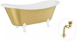 Vonia Besco Amelia Glam 190, Gold+Baltas, su sifonu Klik-klak Gold
