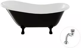 Vonia Besco Otylia B&W 170, Juodas/Baltas+Juodas, su sifonu Klik-klak Chrome