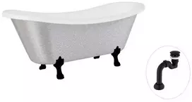 Vonia Besco Amelia Glam 190, Sidabrinis+Juodas, su sifonu Klik-klak Juodas