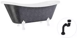 Vonia Besco Amelia Glam 190, Graphite+Baltas, su sifonu Klik-klak Juodas