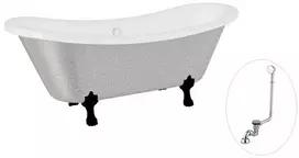 Vonia Besco Amelia Glam 190, Sidabrinis+Juodas, su sifonu su persipylimu Klik-klak Chrome
