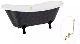 Vonia Besco Amelia Glam 190, Graphite+Juodas, su sifonu su persipylimu Klik-klak Gold