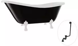 Vonia Besco Otylia B&W 160, Juodas/Baltas+Baltas, su sifonu su persipylimu Klik-klak Juodas