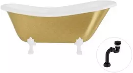 Vonia Besco Otylia Glam 160, Gold+Baltas, su sifonu Klik-klak Juodas