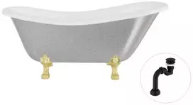 Vonia Besco Otylia Glam 170, Sidabrinis+Gold, su sifonu Klik-klak Juodas
