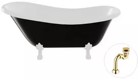 Vonia Besco Otylia B&W 160, Juodas/Baltas+Baltas, su sifonu Klik-klak Gold