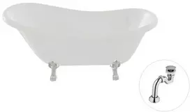 Vonia Besco Otylia 160, Baltas+Chrome, su sifonu Klik-klak Chrome