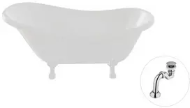 Vonia Besco Otylia 160, Baltas+Baltas, su sifonu Klik-klak Chrome
