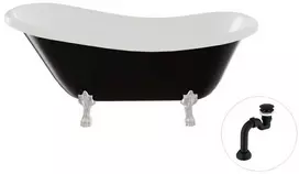 Vonia Besco Otylia B&W 160, Juodas/Baltas+Chrome, su sifonu Klik-klak Juodas
