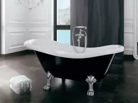 Vonia Besco Otylia B&W 160, Juodas/Baltas+Chrome, su sifonu Klik-klak Chrome