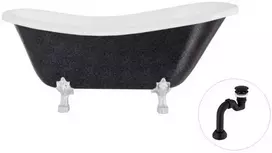 Vonia Besco Otylia Glam 160, Graphite+Chrome, su sifonu Klik-klak Juodas