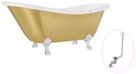 Vonia Besco Otylia Glam 160, Gold+Chrome, su sifonu su persipylimu Klik-klak Chrome