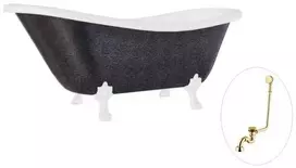 Vonia Besco Otylia Glam 170, Graphite+Baltas, su sifonu su persipylimu Klik-klak Gold