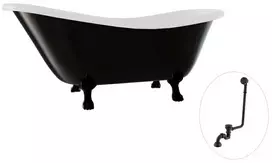 Vonia Besco Otylia B&W 170, Juodas/Baltas+Juodas, su sifonu su persipylimu Klik-klak Juodas