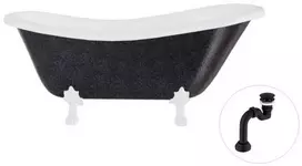 Vonia Besco Otylia Glam 160, Graphite+Baltas, su sifonu Klik-klak Juodas