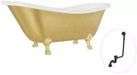 Vonia Besco Otylia Glam 170, Gold+Gold, su sifonu su persipylimu Klik-klak Juodas