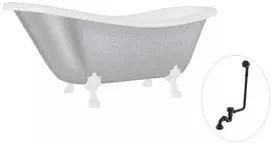 Vonia Besco Otylia Glam 160, Sidabrinis+Baltas, su sifonu su persipylimu Klik-klak Juodas