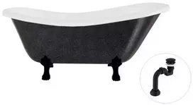 Vonia Besco Otylia Glam 170, Graphite+Juodas, su sifonu Klik-klak Juodas