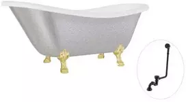 Vonia Besco Otylia Glam 170, Sidabrinis+Gold, su sifonu su persipylimu Klik-klak Juodas