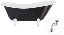 Vonia Besco Otylia Glam 160, Graphite+Baltas, su sifonu Klik-klak Chrome