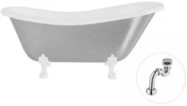 Vonia Besco Otylia Glam 170, Sidabrinis+Baltas, su sifonu Klik-klak Chrome