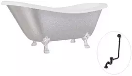 Vonia Besco Otylia Glam 170, Sidabrinis+Chrome, su sifonu su persipylimu Klik-klak Juodas