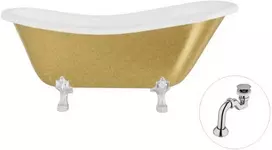 Vonia Besco Otylia Glam 170, Gold+Chrome, su sifonu Klik-klak Chrome