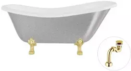 Vonia Besco Otylia Glam 170, Sidabrinis+Gold, su sifonu Klik-klak Gold