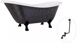 Vonia Besco Otylia Glam 170, Graphite+Juodas, su sifonu su persipylimu Klik-klak Juodas