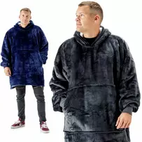 Megztinis pledas vyrams NOXNOX® Hoodie Blanket – šiltas džemperis antklodė su „Sherpa“ pamušalu, vienas dydis visiems