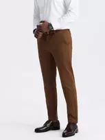 CLASSIC Vyriškos klasikinio kirpimo chino kelnės su minkšta tekstūra - karamelė v3 om-pacp-0190