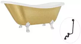 Vonia Besco Otylia Glam 160, Gold+Chrome, su sifonu su persipylimu Klik-klak Juodas