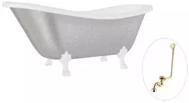 Vonia Besco Otylia Glam 160, Sidabrinis+Baltas, su sifonu su persipylimu Klik-klak Gold