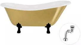Vonia Besco Otylia Glam 170, Gold+Juodas, su sifonu Klik-klak Chrome